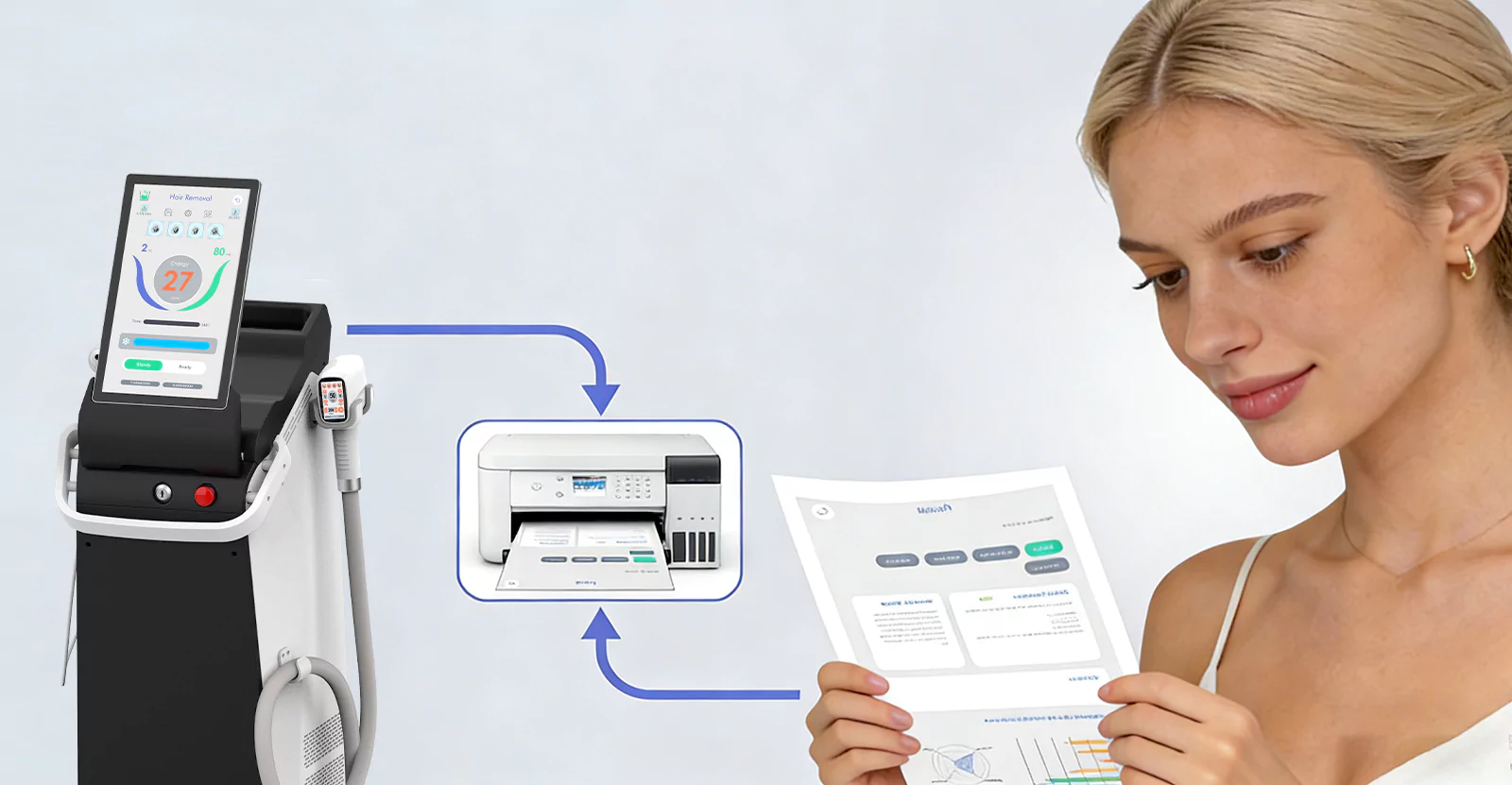 printable report in best laser hair removal professional machine
